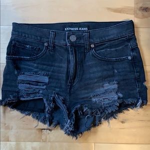Express black denim shorts